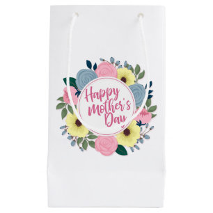 Elegant Happy Mother's Day Floral Wreath Gift Bag