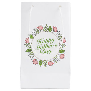 Elegant Happy Mother's Day Floral Wreath Gift Bag