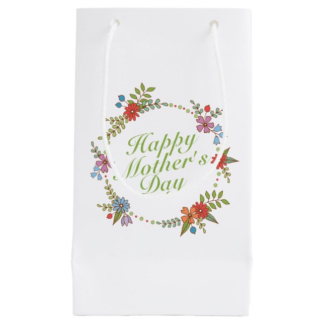 Elegant Happy Mother's Day Floral Wreath Gift Bag (Front)