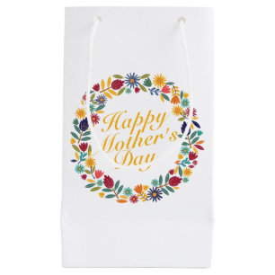 Elegant Happy Mother's Day Floral Wreath Gift Bag