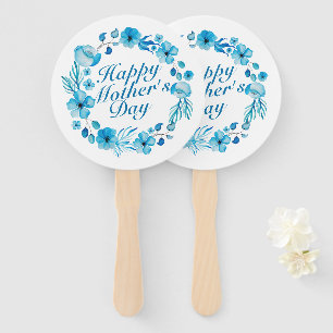 Elegant Happy Mother's Day Floral Wreath Hand Fan