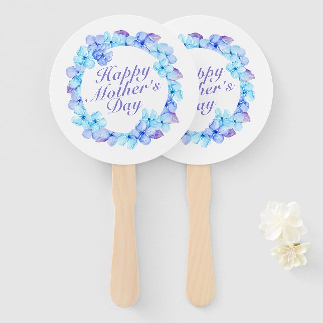 Elegant Happy Mother's Day Floral Wreath Hand Fan (Front and Back)