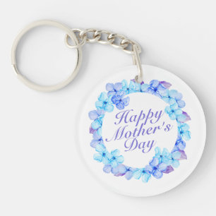 Elegant Happy Mother's Day Floral Wreath Keychain