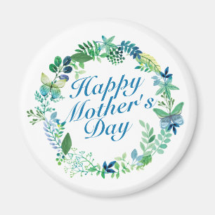 Elegant Happy Mother's Day Floral Wreath Magnet