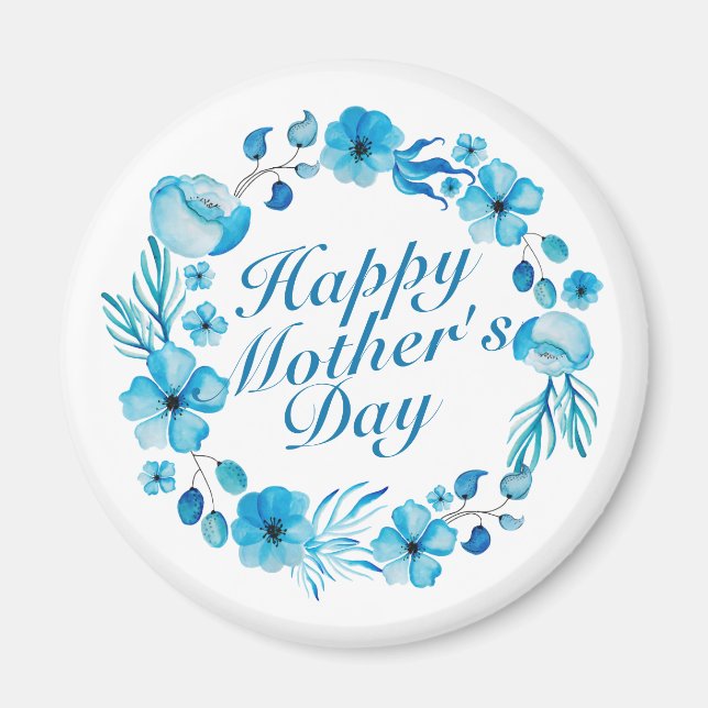 Elegant Happy Mother's Day Floral Wreath Magnet (Front)