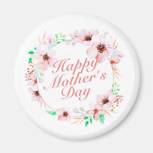 Elegant Happy Mother's Day Floral Wreath   Magnet