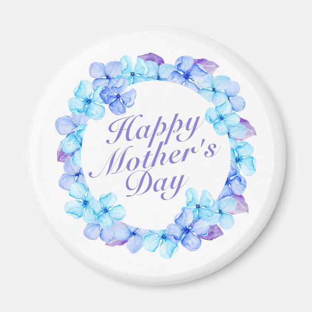 Elegant Happy Mother's Day Floral Wreath | Magnet (Front)