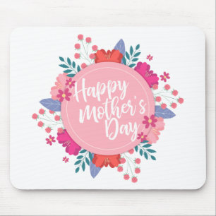 Elegant Happy Mother's Day Floral Wreath Mousepad
