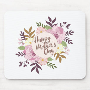 Elegant Happy Mother's Day Floral Wreath Mousepad