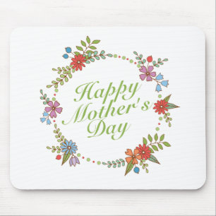 Elegant Happy Mother's Day Floral Wreath Mousepad