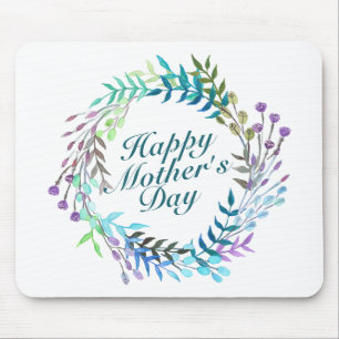 Elegant Happy Mother's Day Floral Wreath Mousepad