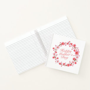 Elegant Happy Mother's Day Floral Wreath Notebook