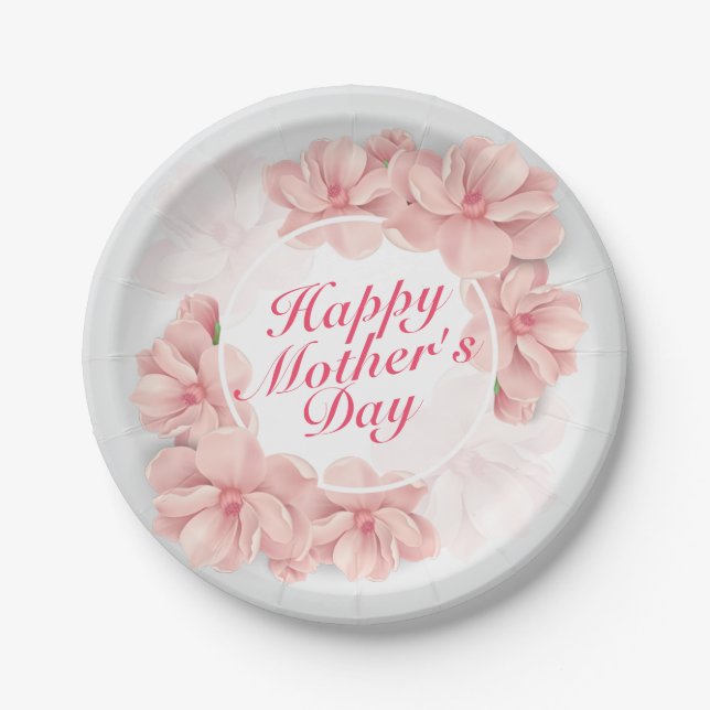Elegant Happy Mother's Day Frame Paper Plate (Front)