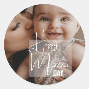 Elegant Happy Mother's Day Photo Greeting Classic Round Sticker