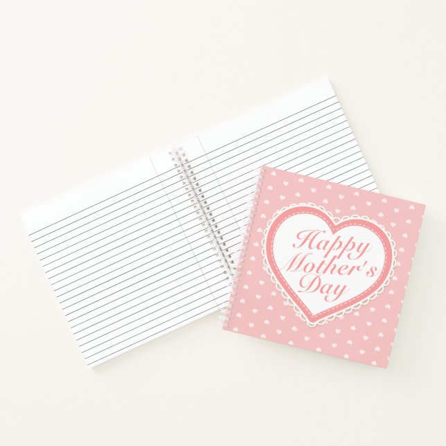 Elegant Happy Mother's Day Pink Hearts Notebook (Inside)