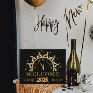 Elegant Happy New Year 2025,Gold Glitter Festivel Postcard