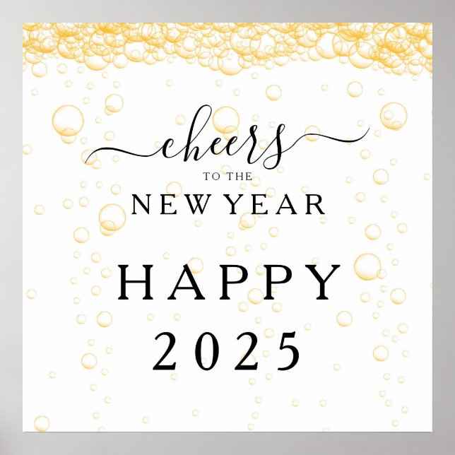 Elegant Happy New Year 2025 Poster (Front)