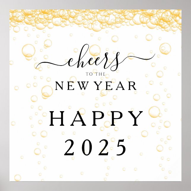 Elegant Happy New Year 2025 Poster (Front)
