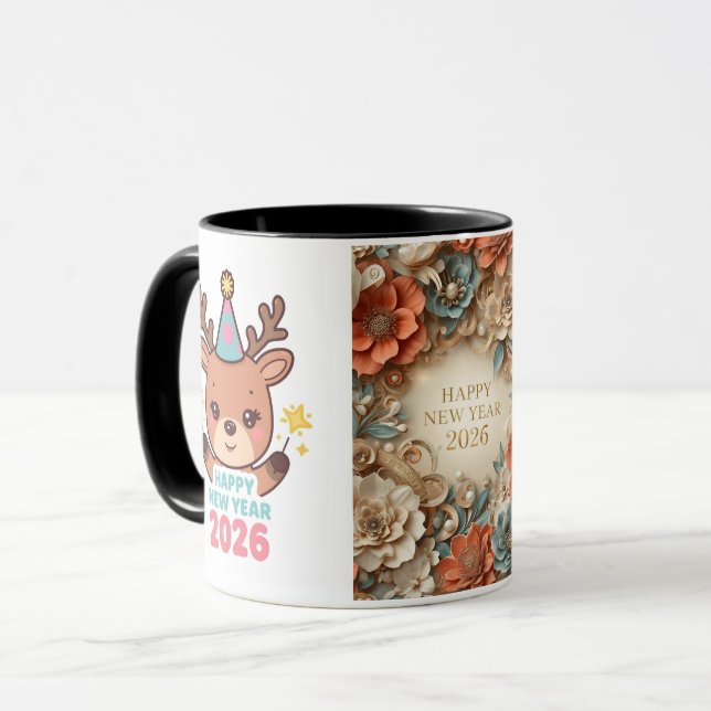 elegant happy new year 2026 coffee mug & cup (Front Left)