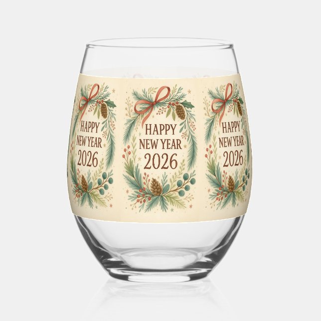 elegant happy new year 2026 hampagne glass (Front)