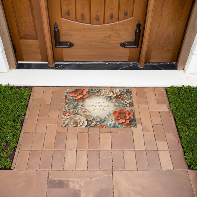 elegant happy new year 2026 welcome mat (Outdoor)