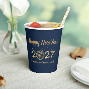 Elegant Happy New Year 2027 Personalised Party Paper Cups