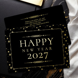 Elegant Happy New Year Business Gold Foil Holiday Card