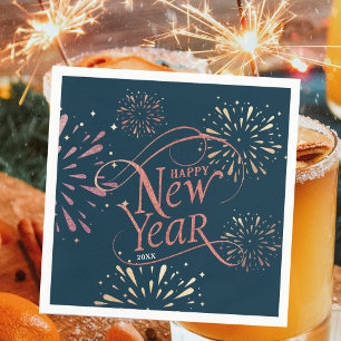 Elegant Happy New Year Gold Foil Napkin