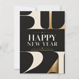 Elegant Happy New Year Greeting with Modern style Card