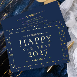 Elegant Happy New Year Navy Business Foil Holiday Card