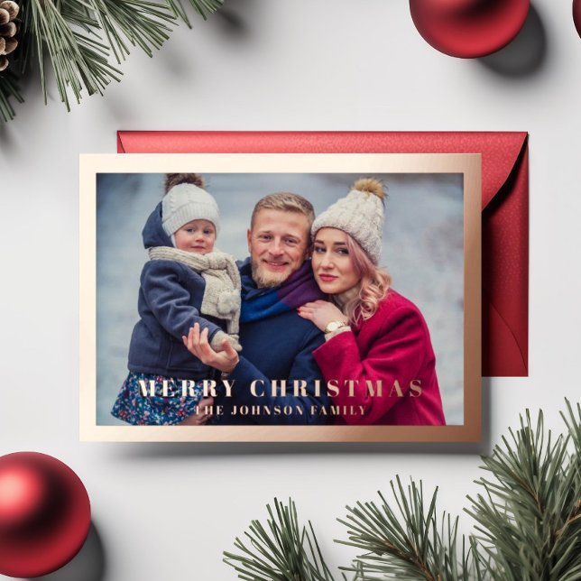 Elegant Happy New Year Photo Rose Gold Foil Holiday Card (Elegant Happy New Year Photo Rose Gold Foil Holiday Card)