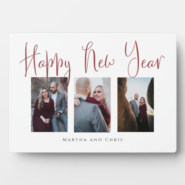 Elegant Happy New Year Rose Gold Photo Collage  Plaque (Front)