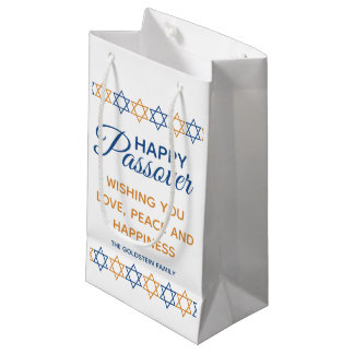 Elegant Happy Passover Star of David Personalised Small Gift Bag