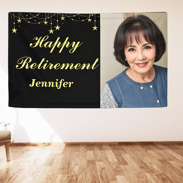 Elegant Happy Retirement Gold Photo  Banner (Creator Uploaded)