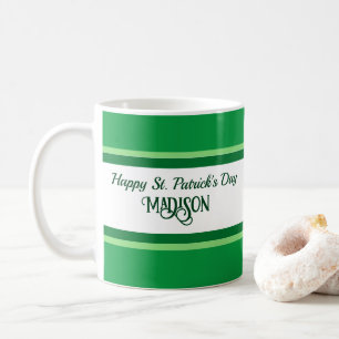 Elegant Happy St. Patrick's Day Custom Name Green Coffee Mug