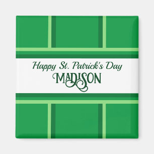 Elegant Happy St. Patrick's Day Custom Name Green Magnet