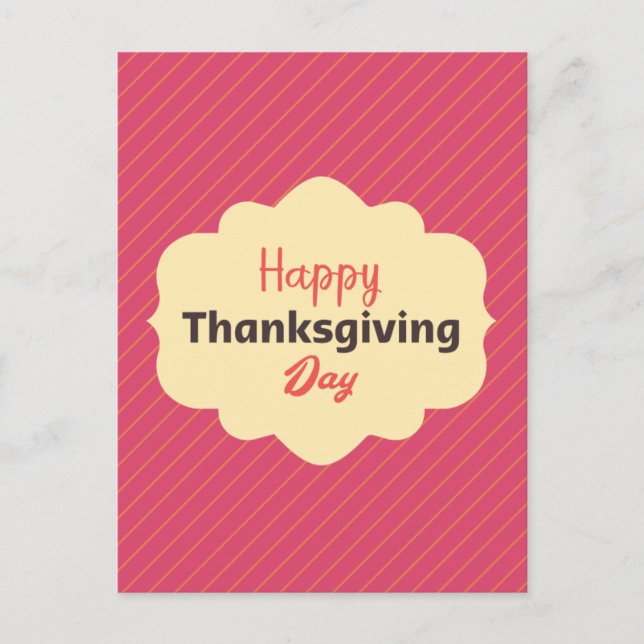 Elegant Happy Thanksgiving Day  Holiday Postcard (Front)