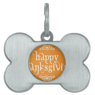 elegant happy thanksgiving pet tag