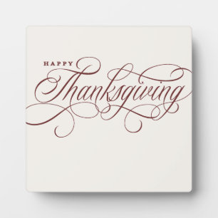Elegant Happy Thanksgiving script design Plaque