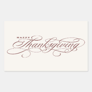 Elegant Happy Thanksgiving script design Rectangular Sticker