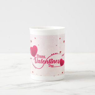Elegant Happy Valentine's Day Bone China Mug