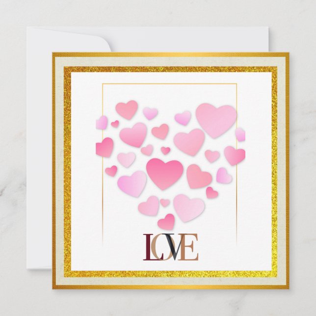 Elegant Happy Valentine's Day | Gold & Pink Heat (Front)