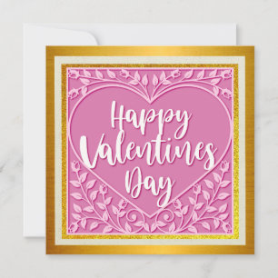Elegant Happy Valentine's Day   Gold & Pink Heat
