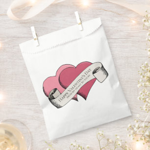 Elegant Happy Valentine's Day Pink Hearts Favour Bag