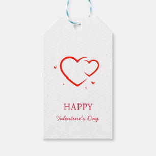 Elegant Happy Valentine's Day Red Heart on White   Gift Tags