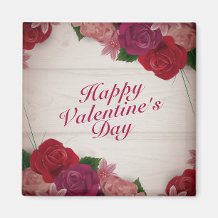 Elegant Happy Valentine's Day Roses Frame Magnet