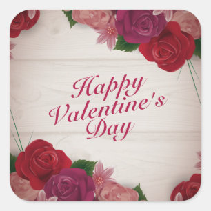 Elegant Happy Valentine's Day Roses Frame Sticker