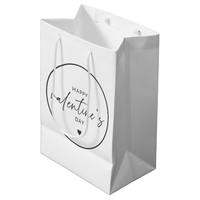 Elegant Happy Valentine's day script typography  Medium Gift Bag (Front Angled)