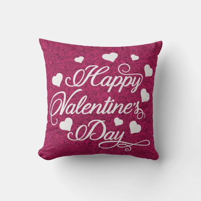 Elegant Happy Valentine's Day Throw Pillow (Front)