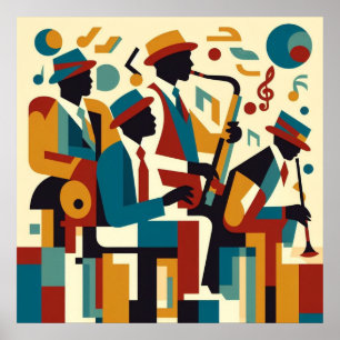 Elegant Harlem Renaissance Abstract Jazz Quartet Poster